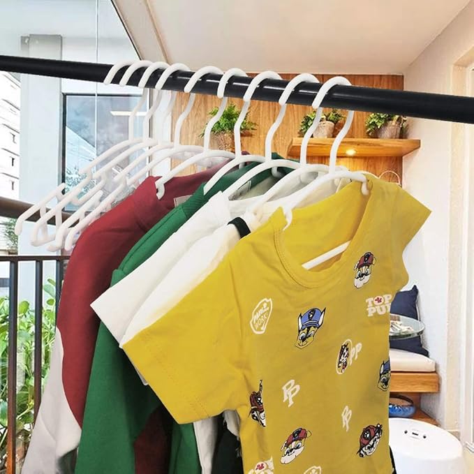 Kids Hangers 60 Pack White Plastic Baby Hangers, Toddler Hangers for Infant Child Clothing