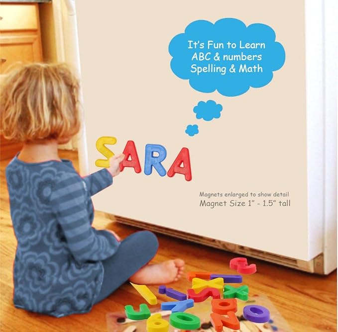 Kid’s Dry Erase Board and Magnet Set – 109 Piece Magnetic Letters, Numbers, and Symbols for Fun Educational Learning – Hanging Whiteboard for Home, Preschool, Kindergarten – by EduKids