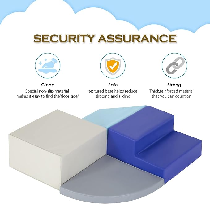 4-Piece Set Climbing Toys for Toddlers 1-3 and Climb Foam Play Set Babies Foam Blocks Toddler Climbing Toys Indoor Baby Climbing Toys Children’s Composite Toy for Crawling Climbing and Sliding