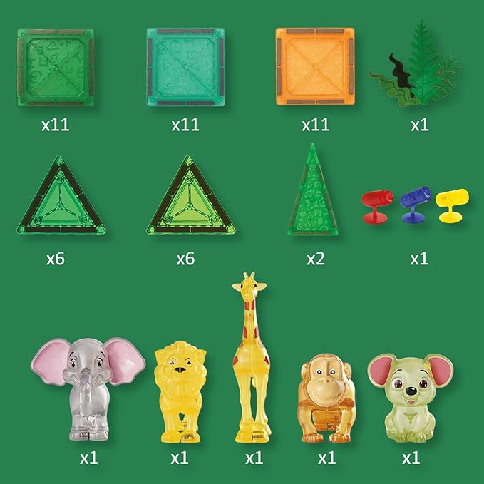 Magnetic Tiles for Kids Ages 4-8 Educational Toys Magnet Building Blocks 54 Set Montessori Cubes for Boys Girls Gift Birthday Present Sensory Learning Preschool Daycare Kindergarden