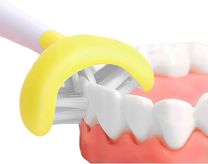 2 Pieces 3 Sided Toddler Toothbrush, Three Bristles for Kids Toothbrush, Autism Soft Bristles Toothbrush,Soft and Gentle for Complete Tooth and Gum Care (C2（Blue+Yellow） Kids)