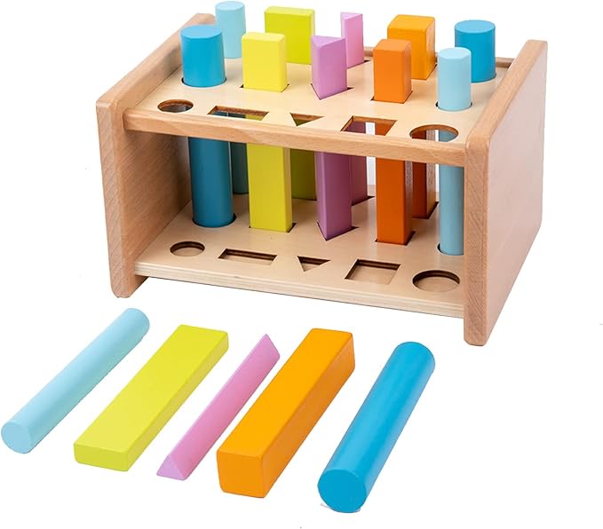 Montessori Shape Matching Toys Wooden Shape Sorting Toys Color Shape Sorting Sticks Toys for 1-3 Years Old Children Educational Toy for Preschoolers
