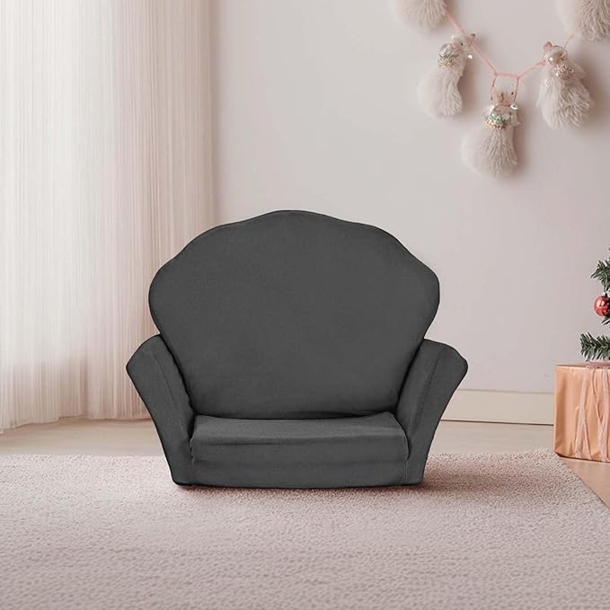 COSYLAND Kids Sofa for Toddler, 2-in-1 Folding and Expandable Soft Chair Bed Toddlers,Convertible Sofa to Lounger Sleeper Chair Bed for Girls and Boys,Dark Gray