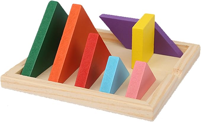 3 otters Wooden Tangrams Puzzles, 4 Pack Educational Tangrams Shapes Puzzle Toys for Kids Christmas Stocking Stuffers, STEM Montessori Wood Toy, Brain Logic Blocks