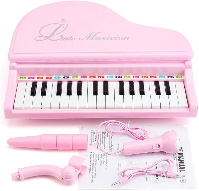 Amy&Benton Toddler Piano Toy for Baby Girls Pink Toy Piano Keyboard for 2 3 4 Year Old Birthday Gifts for Girls