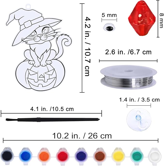 27 Sets Halloween Suncatcher Ornaments Decoration DIY Window Paint Art Craft Kit Jack-O'-Lantern Ghost Vampire Witch Spider Sun Catchers for Halloween Classroom Party Art Activity Trick or Treat Gift
