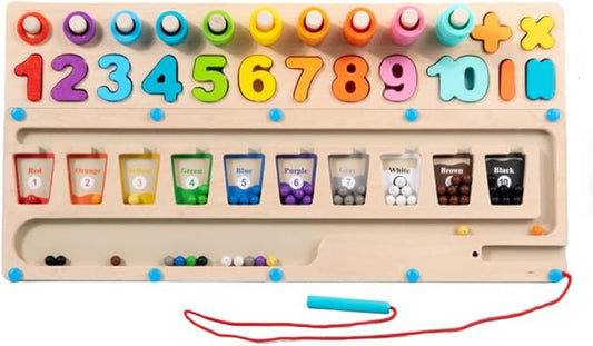 3 in 1 Montessori Toys for 3+ Year Old Magnetic Color and Number Sorting Maze Number Wooden Learning Educational Counting Matching Toys Learning Toys 3+ Year Old