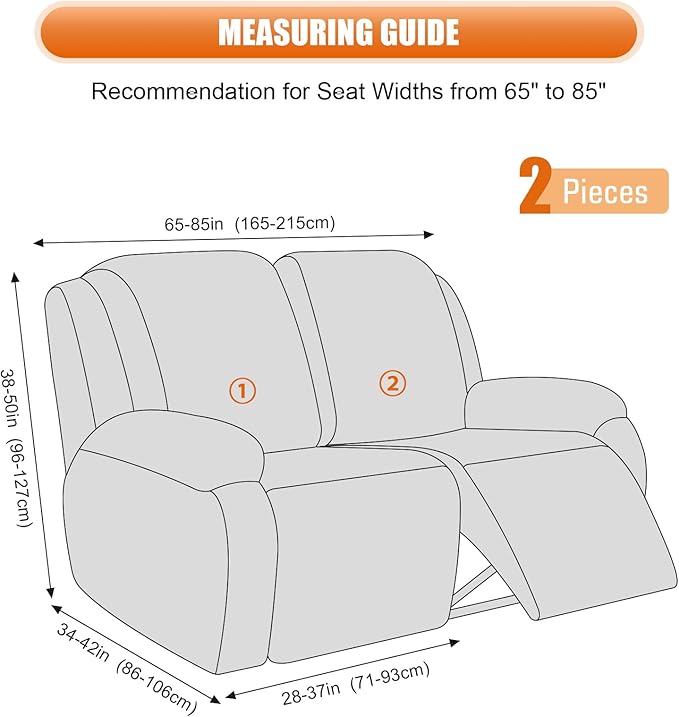 VANSOFY Oversized Recliner Cover, 2-Pieces Stretch Reclining Couch Cover with Pockets Loveseat Sofa Slipcovers Soft Washable Furniture Protector for Dogs Cats(Chocolate)