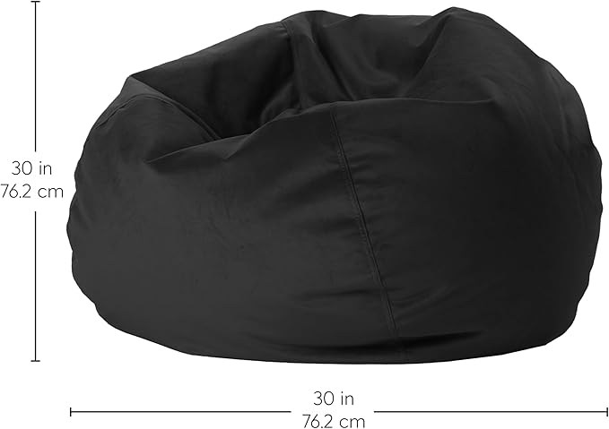 FDP 30" Soft Velvety Bean Bag Chair, Furniture for Kids and Teens, Perfect for Reading, Playing Video Games or Relaxing - Onyx