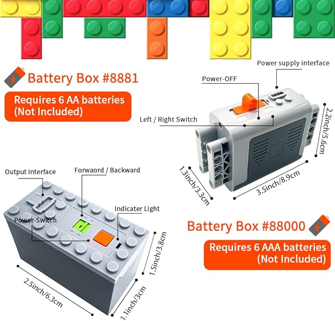 39-in-1 Motor Kit Compatible with Lego Technic: Motor*4,Battery Box*2,2.4G Receiver,IR Speed Remote Control,Control Switch & Extension Wire & LED Light Wire,with Building Block Tool Kit