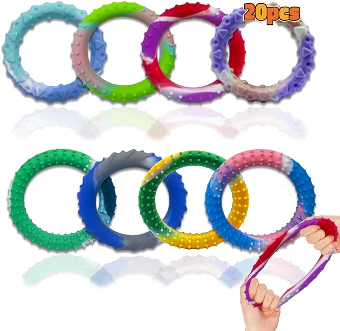 20PCS Sensory Fidget Toys for Kids Adults-Stretchy Fidget Bracelet&exture,Calming Autism Sensory Toys for Needs Autistic Children,Calm Down Toy for Toddler Girls Boys