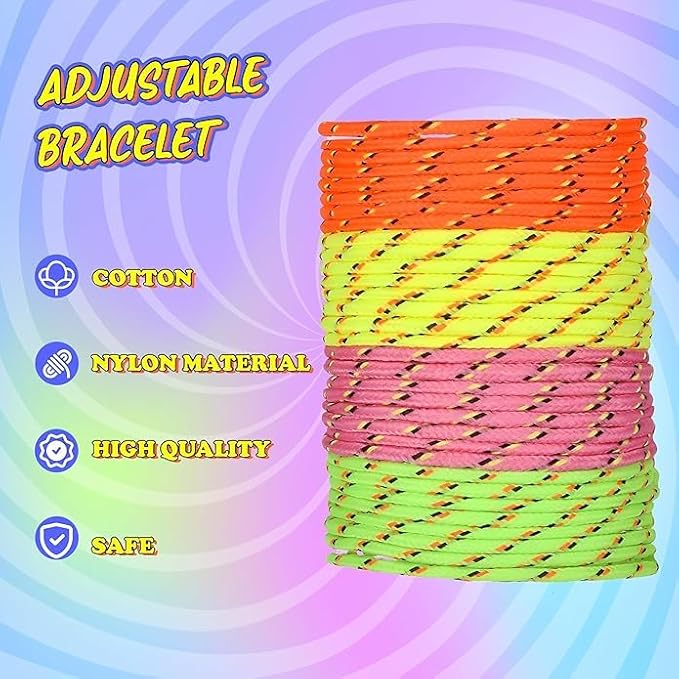 Bedwina Friendship Bracelets For Kids - (Pack of 432) Neon Adjustable Woven Rope Friendship Bracelets Bulk for Girls and Boys - Classroom Prizes for Kids Birthday Party Favors & Goodie Bag Stuffers