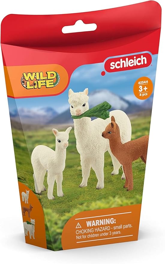 Schleich Farm World 4-Piece Alpaca Playset with Mother and Baby Alpacas - Educational and Durable Farm Animal Playset Figurines, Fun and Imaginative Play for Boys and Girls, Gift for Kids Ages 3+