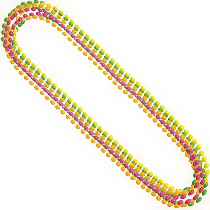 Amscan Neon Bead Necklaces - 30" - Stylish & Fun Accessory Perfect For Costume Parties, Festivals, School Events & More