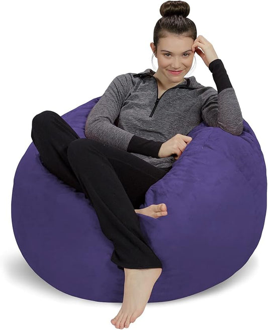 Sofa Sack Bean Bag Chair - Plush, Ultra Soft - Memory Foam Bean Bag Chair with Microsuede Cover - Stuffed Foam Filled Furniture and Accessories for Dorm Room 3 Feet - Violet