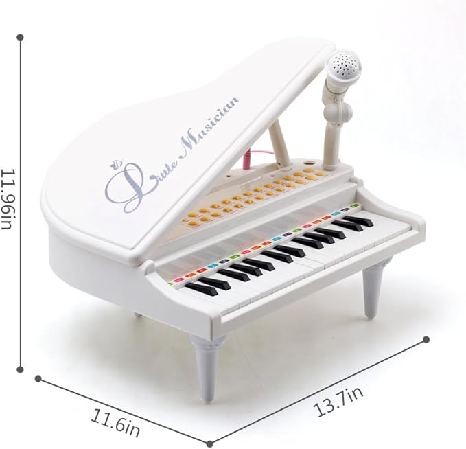 Amy&Benton Piano Keyboard Toy for Toddlers - 31 Key Baby Piano - White - Ages 3-4