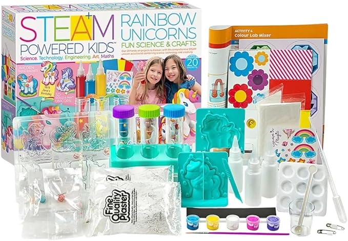 4M | STEAM Powered Kids | Rainbow Unicorns | Giant Unicorn Themed Arts and Crafts and STEM Projects Kit | Kids Ages 5+, Pink