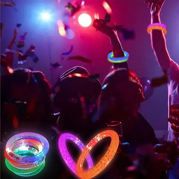 30 Pcs Glow In The Dark Bracelets, 6 Colors LED Bracelets Bulk Party Supplies for Kids and Adults, Glow Neon Party Favors Toys for Carnival Halloween Christmas Birthday Wedding