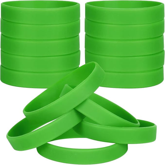 50 PCS Silicone Bracelets Wristbands for kid, Sports Rubber Elastic Wristband Bracelet for Party Decorations Favors Set Pack Green