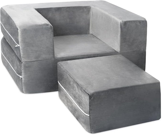 Milliard Kids Couch - Modular Kids Sofa for Toddler and Baby Playroom/Bedroom Furniture (Grey Small)