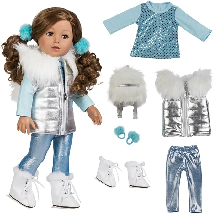 Adora Amazon Exclusive Amazing Girls Collection, 18” Realistic Doll with Changeable Outfit and Movable Soft Body, Birthday Gift for Kids and Toddlers Ages 6+ - Ice Skating Ava