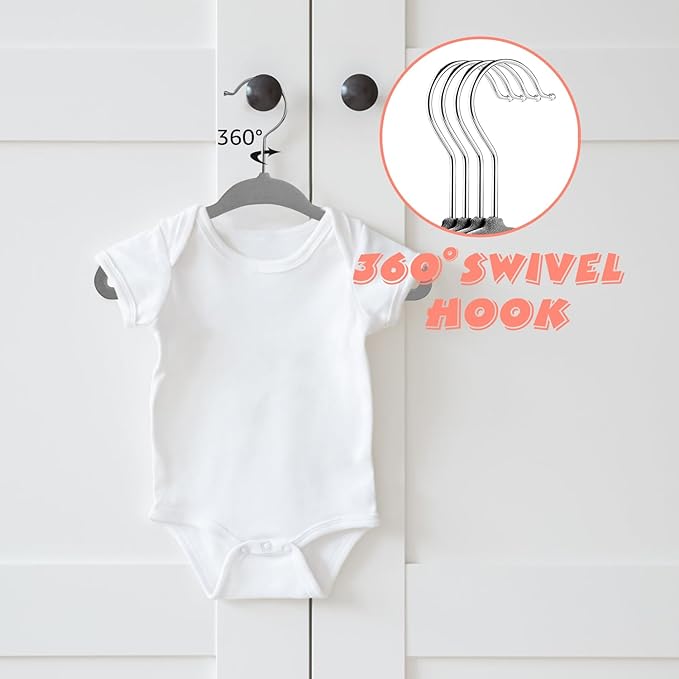 Kids Velvet Hangers 30 Pack, 11 Inch Size Non-Slip Baby Hangers, Space-Saving Nursery Hangers, Perfect Infant/Toddler Clothes Hangers for Daily Use(Grey)