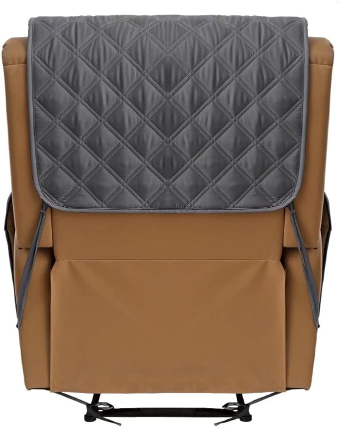 TOMORO Non-Slip Quilted Recliner Cover, 100% Waterproof Recliner Chair Slipcover Furniture Protector with Pockets, Washable Couch Cover with Elastic Straps for Kids and Pets，23 Inch