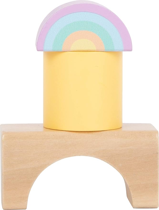 Small Foot- 50 Pastel Wooden Building Block Playset- Stacking Toys for Boys and Girls Ages 12+ Months-Montessori-Perfect for Birthdays and Holidays
