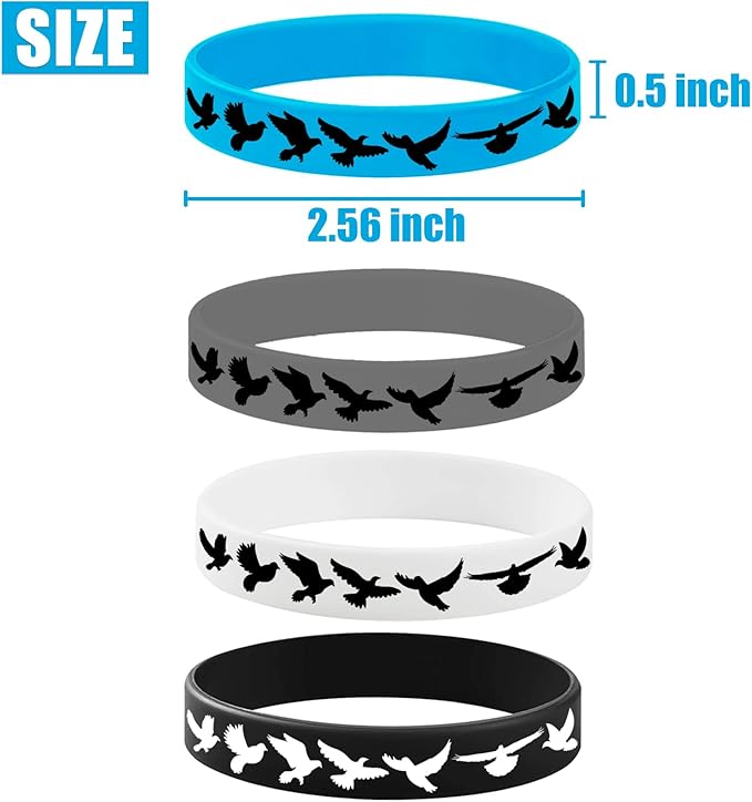 24PCS Pigeon Silicone Bracelets Party Favors -Bird Themed Rubber Bracelet Party Supplies Decorations Birthday Baby Shower Party