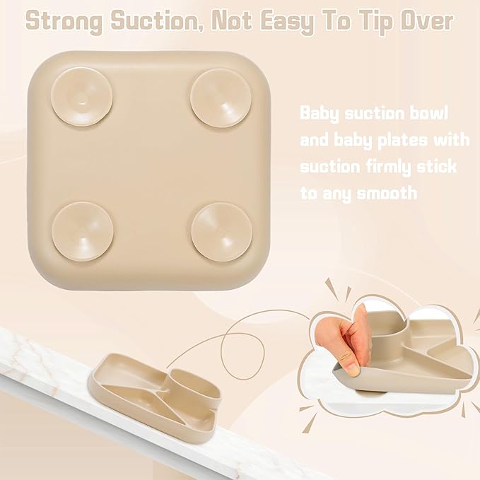 Silicone Baby Feeding Set, Baby Led Weaning Supplies, Silicone Suction Plate, Bowl, Spoons, Fork, Waterproof Bib, Cup and Food Tableware, Eating Utensils Baby Feeding Essentials for 3+ Months