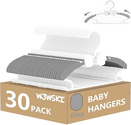 Kids Hangers for Closet - 30 Pack Baby Clothes Hangers, Adjustable Baby Hangers for Nursery, Cascading Plastic Childrens Hangers & Infant Hangers for Closet- Space Saving
