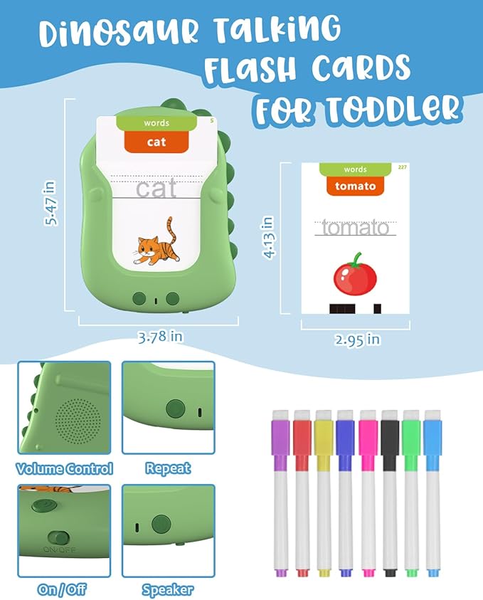 336 Words Reusable Writing Drawing Talking Flash Cards Montessori Toys for Toddlers, Pocket Speech Therapy Toys for Ages 1 2 3 4 5 6 Year Old Kids, Autism Learning Toy for Daughter Son Birthday Gifts