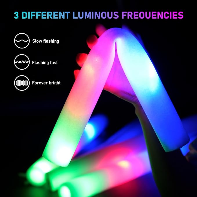 248 PCS Glow Party Supplies,New Year Party Favors 24PCS Foam Glow Sticks, 24PCS LED Glasses and 200PCS Glow Sticks Bracelets, Neon Party Favors for Glow Party, Wedding,Concert,Raves and Birthday