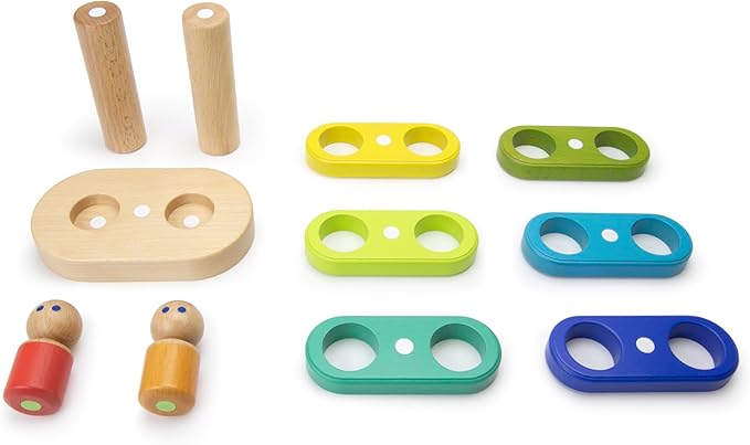 11 Piece Tegu Magnetic Floating Stacker Building Block Set, Rainbow