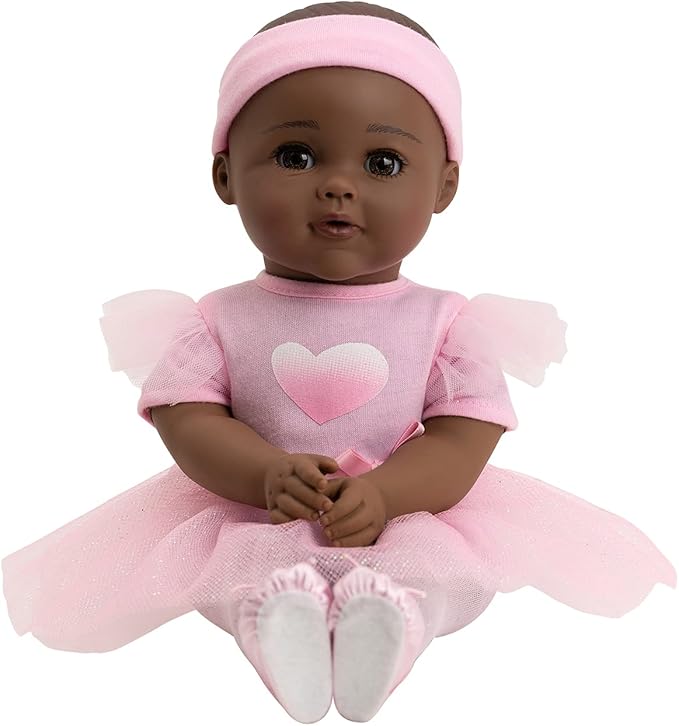 ADORA Enchanting Baby Ballerina Collection, 13-inch African-American Baby Doll Set with Pink Dress, Headband and Ballerina Shoes for Nurturing Pretend Play - Juliet