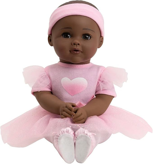 ADORA Enchanting Baby Ballerina Collection, 13-inch African-American Baby Doll Set with Pink Dress, Headband and Ballerina Shoes for Nurturing Pretend Play - Juliet
