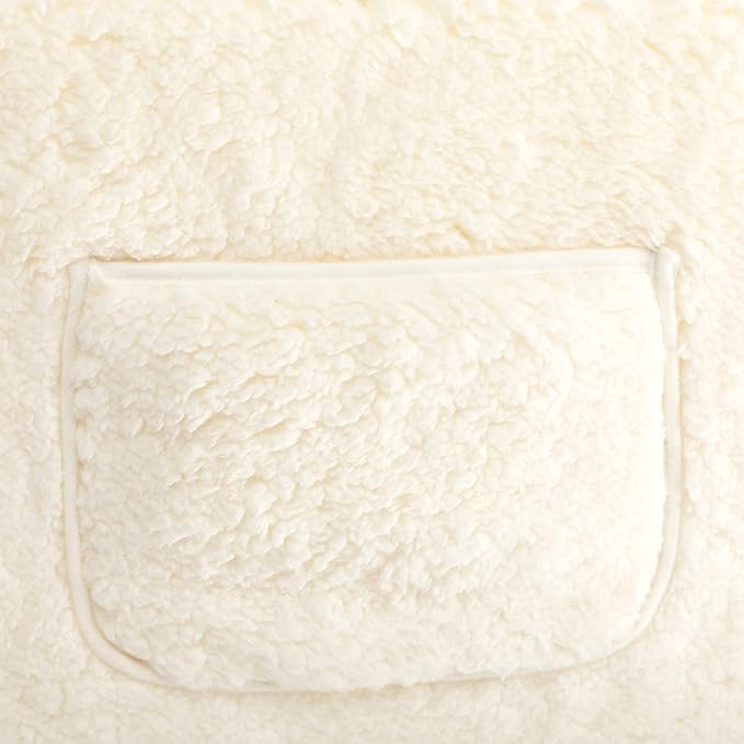 ALIMORDEN 2-in-1 Flip Out Cuddly Sherpa Kids Couch, Convertible Sofa to Lounger, Cream