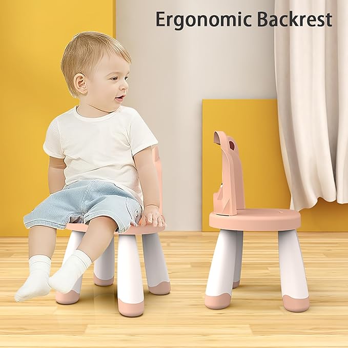 Kids Plastic Chair, Durable and Lightweight Kids Chair,11" H Seat, Indoor or Outdoor Use for Toddlers Boys Girls Birthday Gifts (Black)