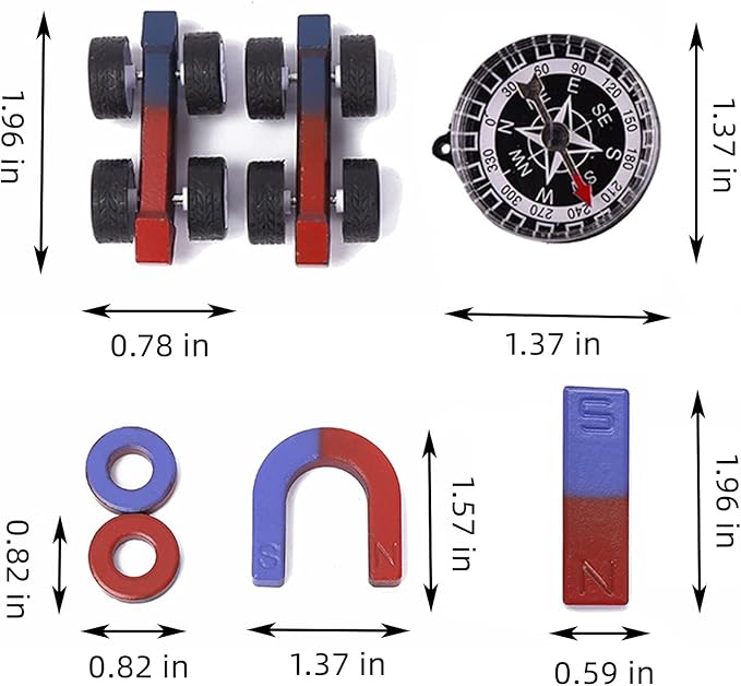 AOMAG Physics Science Magnets Set for Education Science School Classroom Experiment Tools for Kids Including Bar/Ring/Horseshoe/Compass Magnets
