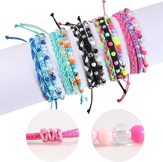 15pcs Braided Beaded Friendship Bracelets for Teens Girls Handmade Stackable Woven Cute Girls Bracelets Teenager Pinata Goody Bag Stocking Stuffers Tween Birthday Christmas Party Favors
