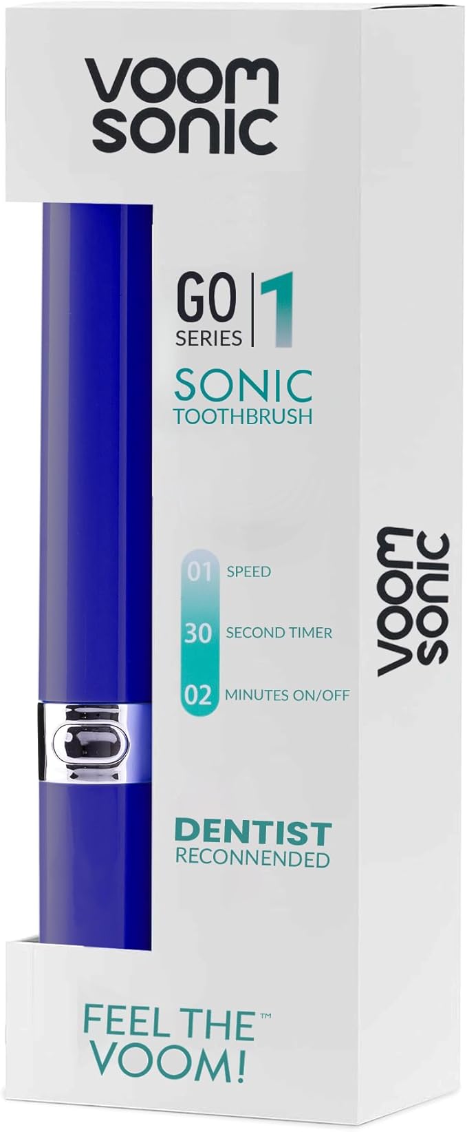 Voom Sonic Go 1 Series Travel Electric Toothbrush | Travel Toothbrushes - Battery Operated Toothbrush for Adults & Kids, Dentist Recommended Toothbrush, Portable w/ 2 Minute Timer (Royal Blue)