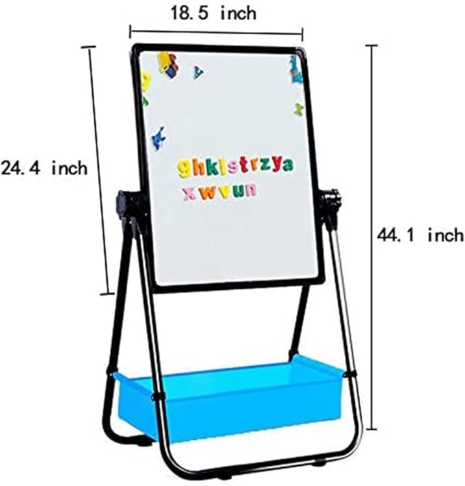 Kids Standing Easel 29.5inch-44inch Height Adjustable 360°Rotating Whiteboard&Chalkboard Double Sided Easel for Kids