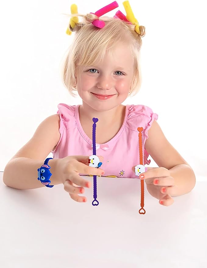 15pcs Cartoon Characters Rubber Bracelets Wristband Bracelets for Birthday Party Supplies Favors Prize Rewards