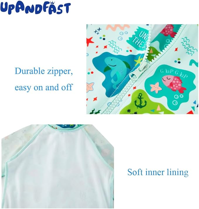upandfast Baby/Toddler Swimsuit UPF 50+ Sun Protection One Piece Zipper Bathing Suit with Sun Hat Infant Beach Swimwear