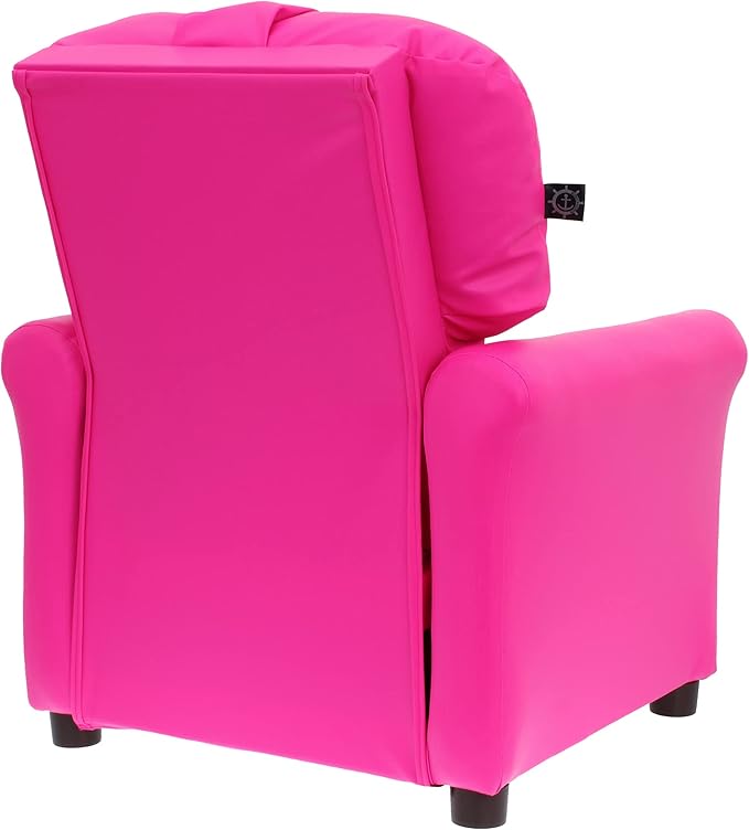The Crew Furniture Traditional Kids Recliner, Toddler Ages 1-5 Years, Pu Faux Leather, Hot Pink