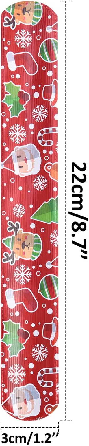 48PCS Christmas Slap Bracelets bulk ，holiday christmas slap bracelet trinkets for kids school class classroom students ，goody goodies bag stocking stuffers gifts toys xmas Favor gift