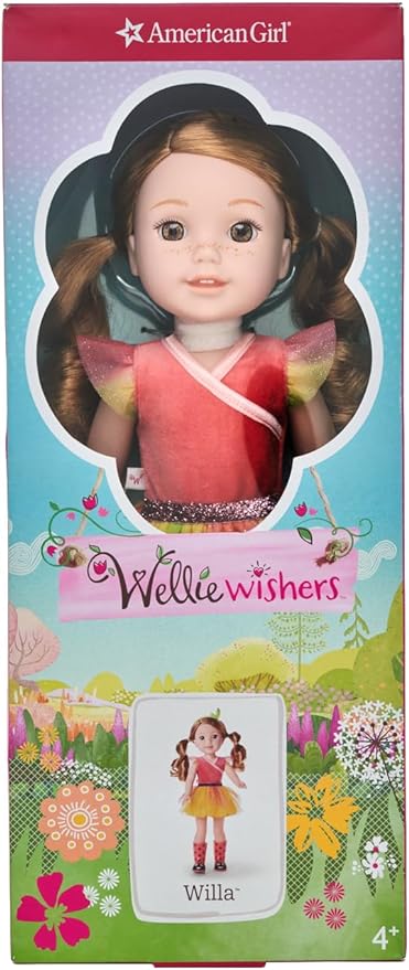 American Girl WellieWishers 14.5-inch Willa Doll with Coral Leotard, Mesh Skirt, Headband, and Boots, For Ages 4+
