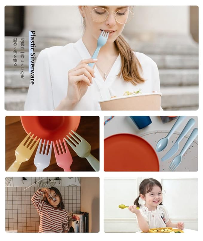 18Pcs Plastic Toddler Utensils Set Kids Spoons Forks Knife Colored Baby Flatware Set Silverware Set Reusable Plastic Utensils BPA Free Dishwasher Safe Plastic Cutlery