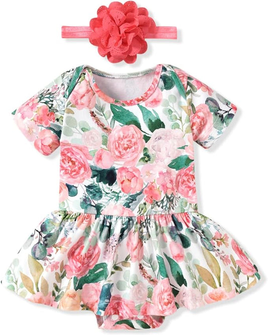 Aalizzwell Newborn Infant Baby Girls Bodysuit Dress