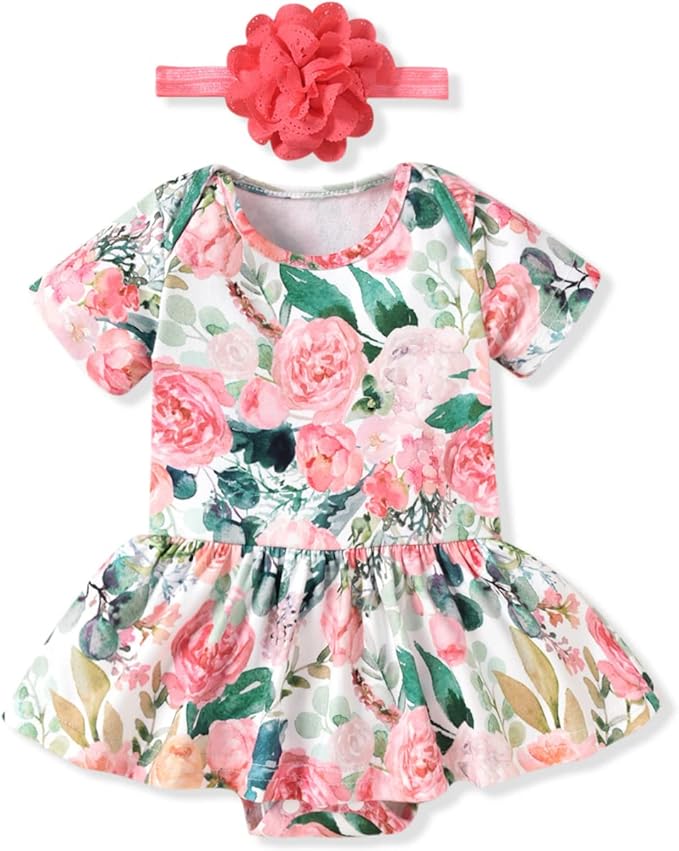 Aalizzwell Newborn Infant Baby Girls Bodysuit Dress